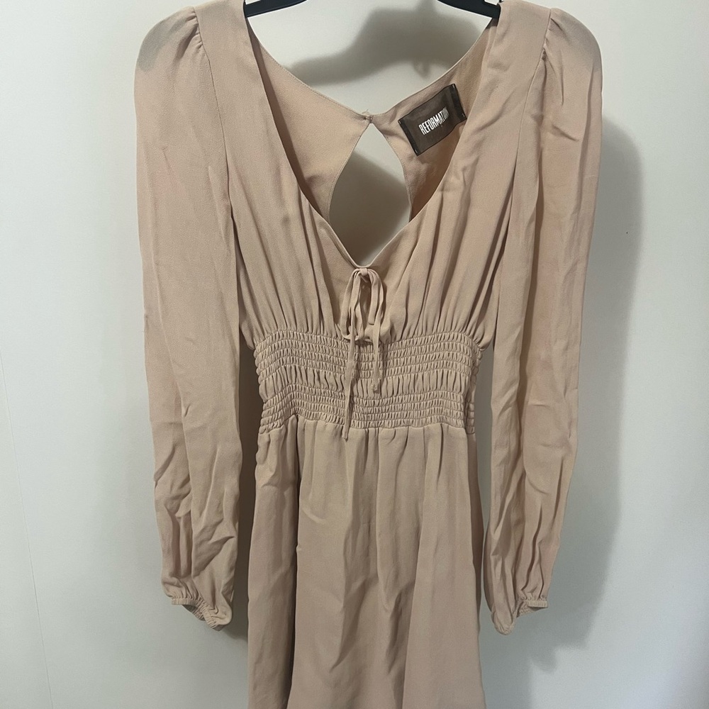 Reformation Cream Long Sleeve Dress